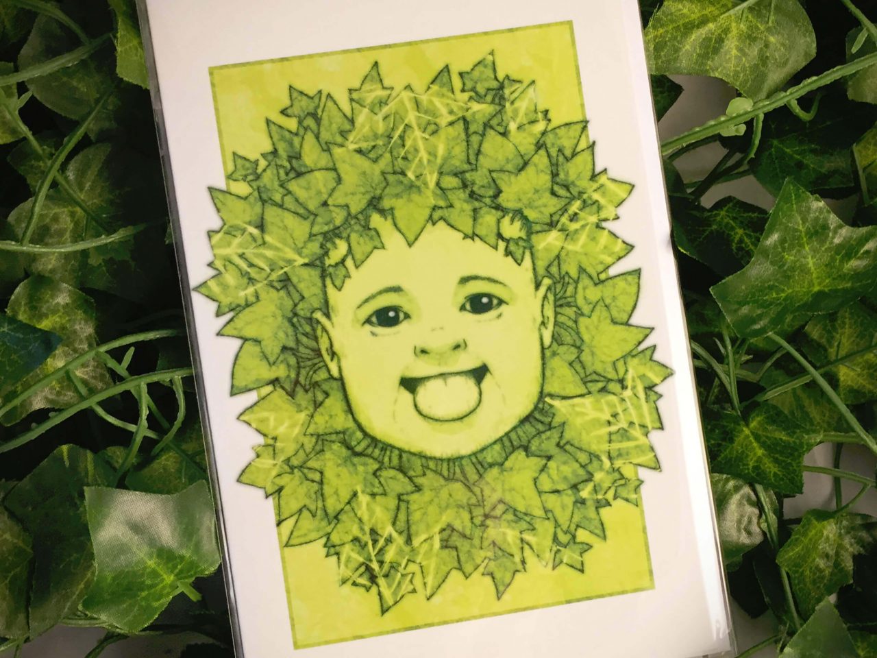 Green Ivy Baby Greetings Cards - Brett Miley Art