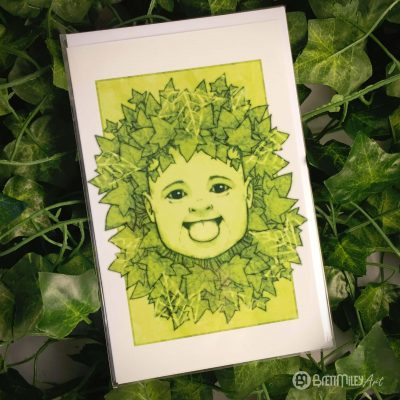 Green Ivy Baby Greetings Cards - Brett Miley Art