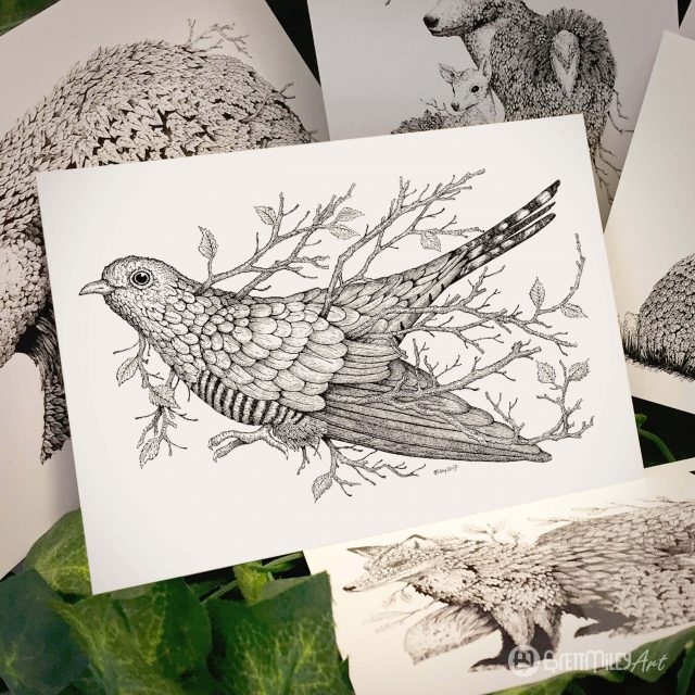 Leaf Cuckoo Postcard - Brett Miley Art