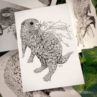 Leaf Otter Postcard - Brett Miley Art