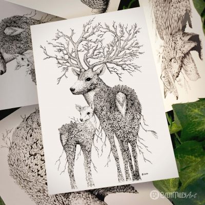 Leaf Stag Deer Postcard - Brett Miley Art