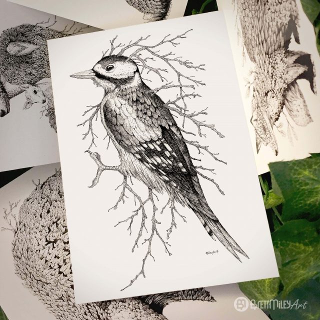 Leaf Woodpecker Postcard - Brett Miley Art