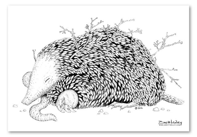 Leaf Weasel Print - Brett Miley Art