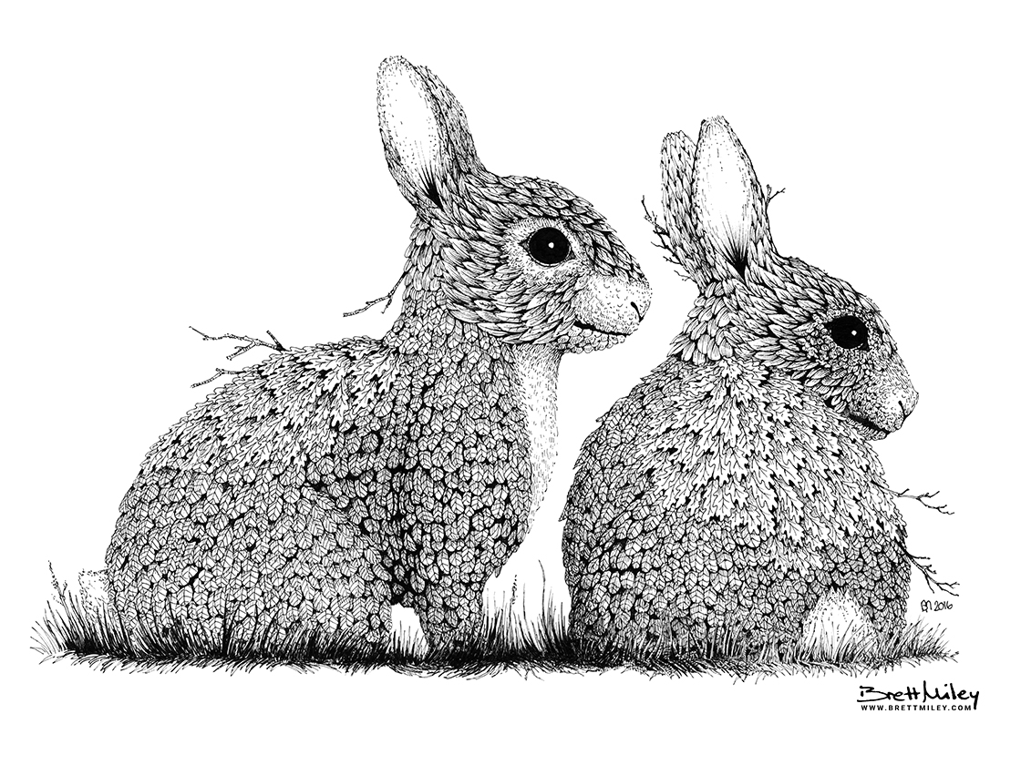 Leaf Rabbits Print - Brett Miley Art