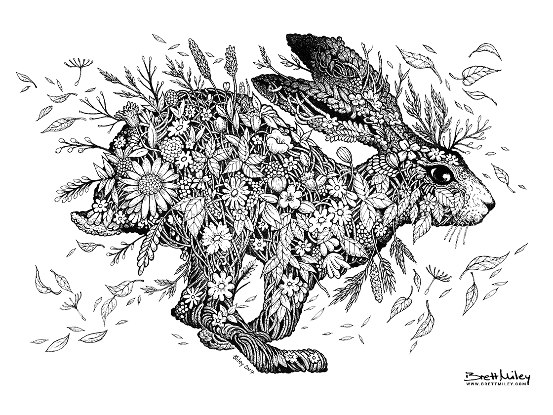 Meadow Hare Art Print by Brett Miley Art