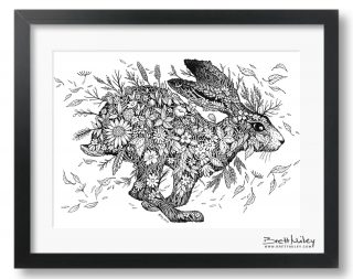 Meadow Hare Framed Original Art - By Brett Miley Art
