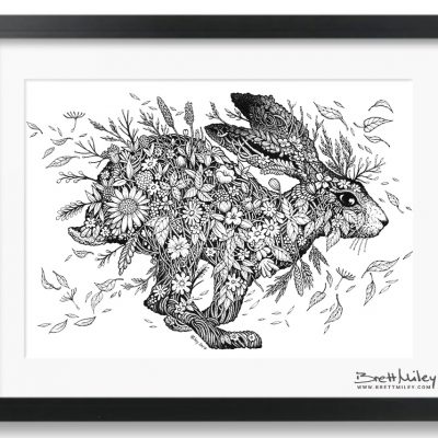 Meadow Hare Framed Original Art - By Brett Miley Art