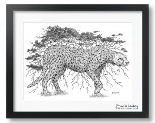 Tree Cheetah Framed Original Art - By Brett Miley Art