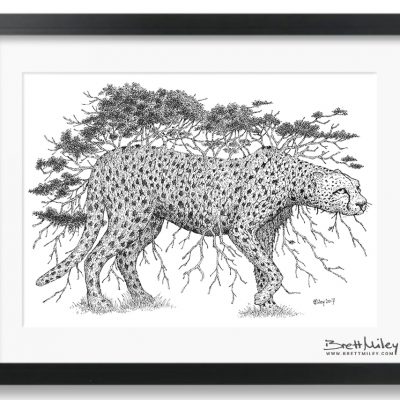 Tree Cheetah Framed Original Art - By Brett Miley Art