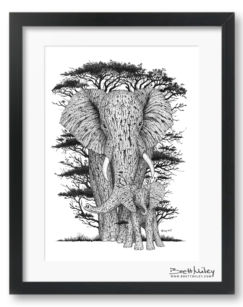 Tree Elephants Original Art - Brett Miley Art
