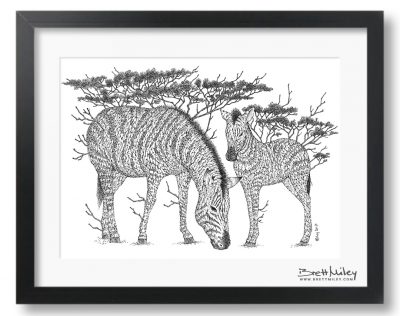 Tree Zebras Framed Original Art - By Brett Miley Art