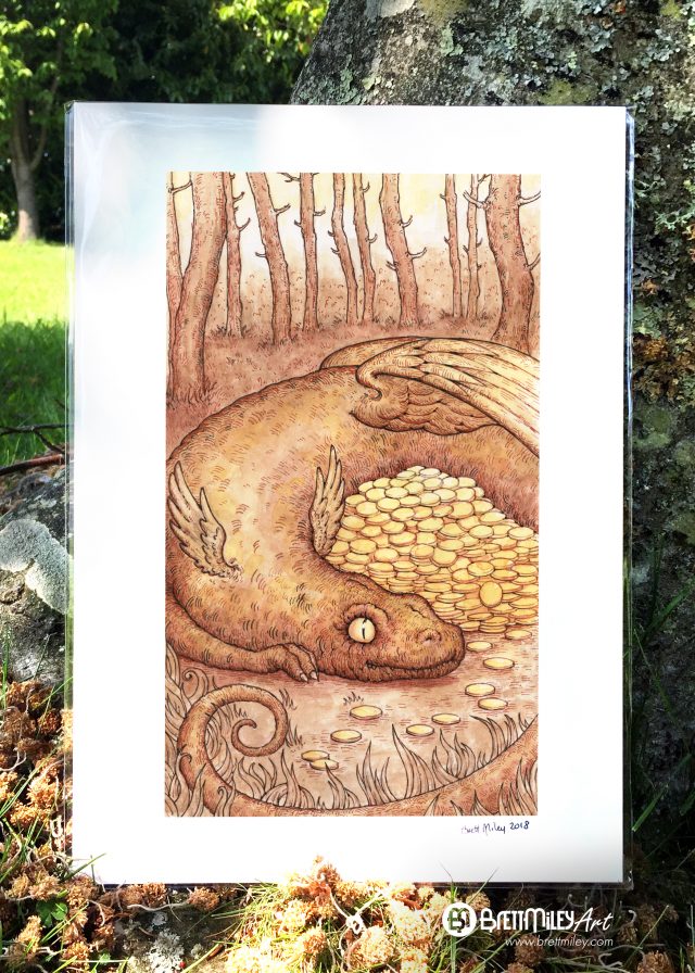 Dragon Gold Print - by Brett Miley Art