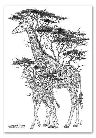 Tree Giraffes Print - Brett Miley Art