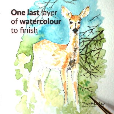 Deer Watercolour Art by Brett Miley