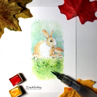Rabbit Watercolour Art by Brett Miley