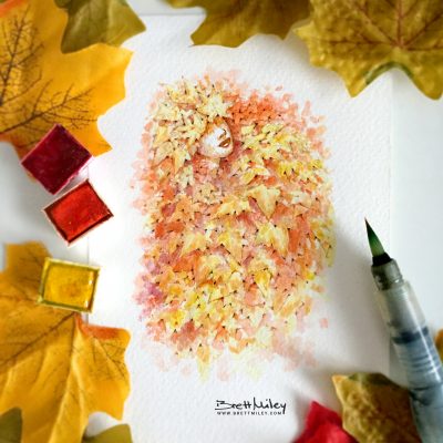 Autumn Leaf Fairy Watercolour Art by Brett Miley