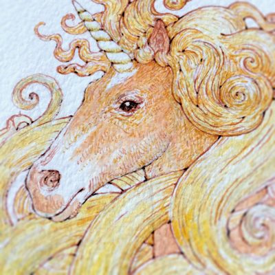 Unicorn Watercolour Art by Brett Miley