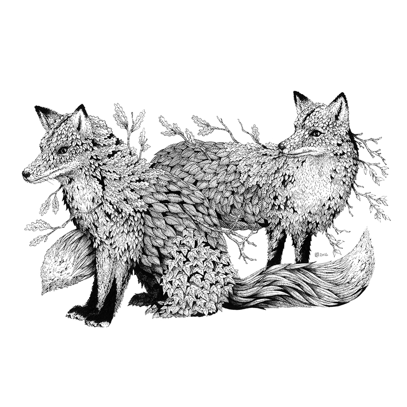 Leaf Foxes Print - Brett Miley Art