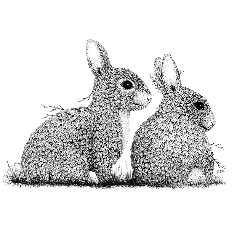 Leaf Rabbits Print - Brett Miley Art