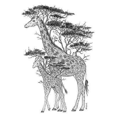 Tree Giraffes Print - Brett Miley Art