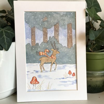 Winter Deer in Scarf